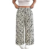 Floerns Women's Plus Size Casual Zebra Print Wide Leg Pants Drawstring Lounge Baggy Pant