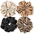 Lolalet Big Scrunchies for Women, 5.9 Inch Large Satin Scrunchies Jumbo Oversized Elastic Hair Ties Extra Large Giant Hair Bands -4 Pack, Style B