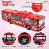 Cemirk Red Bus Toy with Lights Sounds Friction Powered Realistic Doors view 2