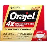 Orajel 4X Toothache and Gum Pain Medicated Pain Relief Cream, 0.33 Oz | Immediate Relief, For Severe Tooth &amp; Gum Pain, Maximum Strength, Oral Antiseptic, Long-Lasting, #1 Oral Pain Relief Brand