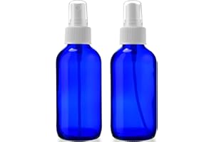 Sally's Organics 4oz Empty Blue Glass Spray Bottles - Small 4 oz Misters Great for Face Spritz, Essential Oils, Beauty Solutions, and Cleaning Sprayer - Portable Atomizer Spritzer - 2 Pack