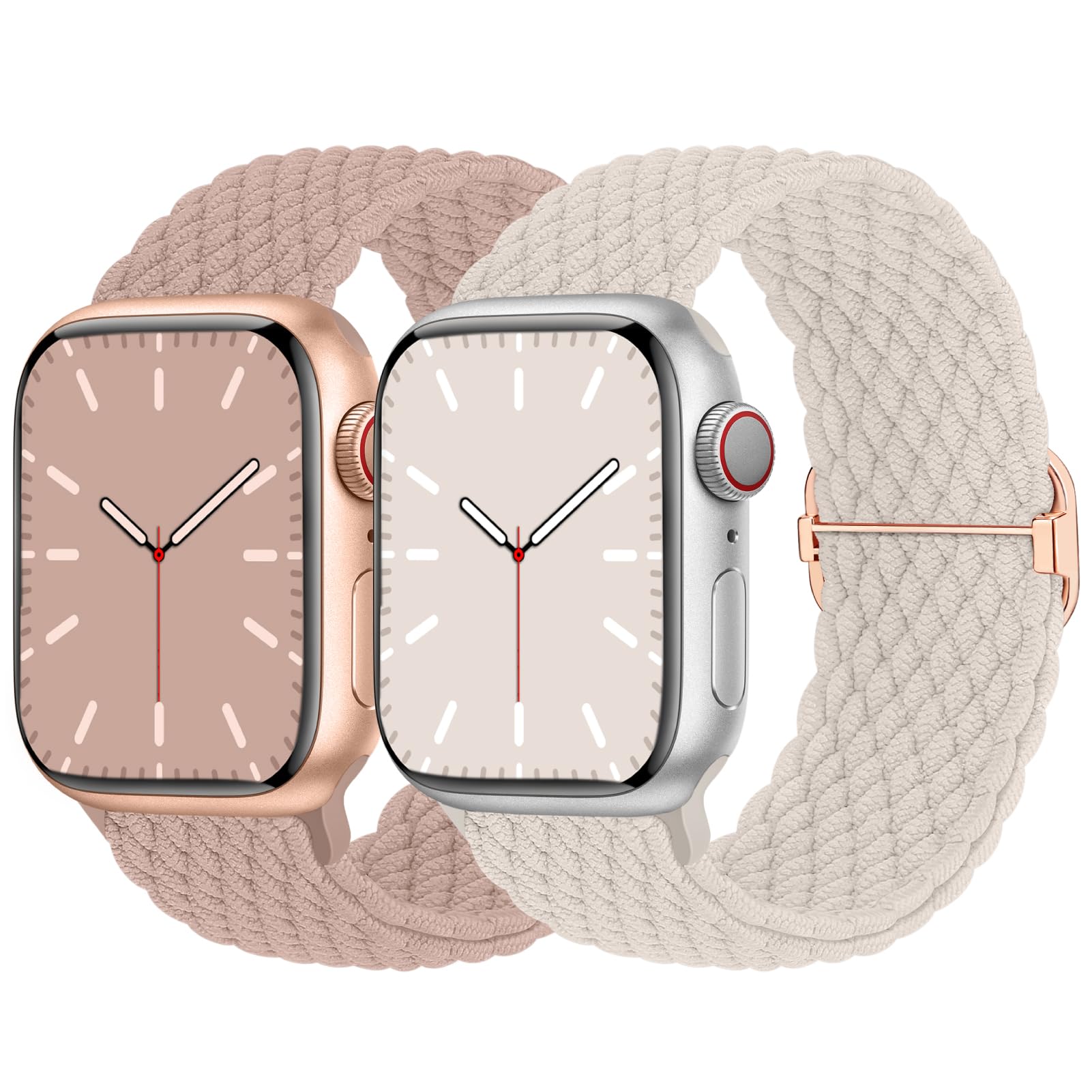 Nimblistic 2 Pack Stretchy Braided Compatible for Apple Watch Straps 40mm 41mm 38mm 42(series 3 2 1), Adjustable Sport Elastic Replacement Band for iWatch SE3/Series 11 10 9 8 7 6 5 4 3 2 1 โ image 1