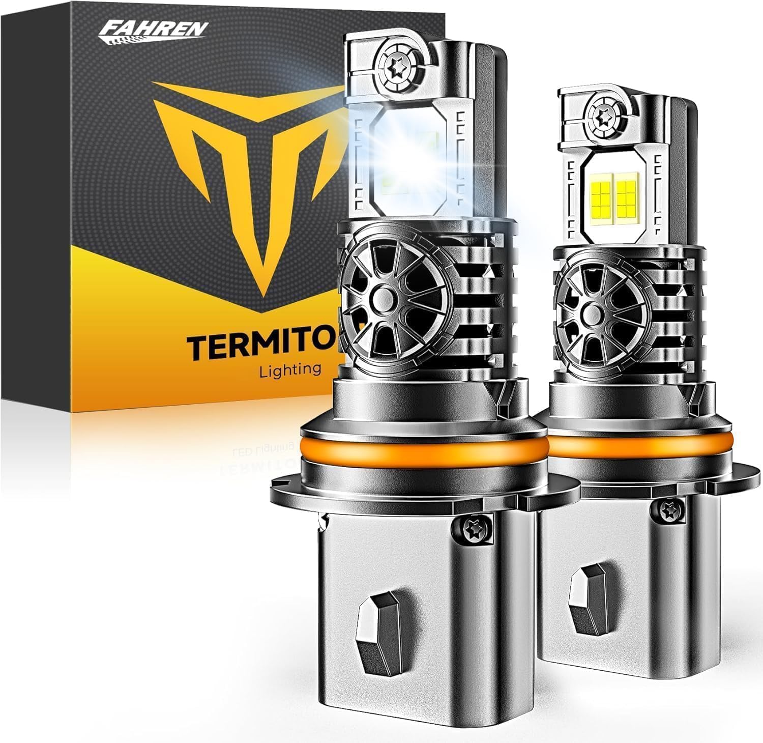 Termitor Upgraded 9007/HB5 Light Bulbs, 70,000LM 12X Super Bright, 1:1 Mini Size 6500K Cool White IP68 Waterproof Automotive Replacement 9007 Fog Lights, 3-Minute Plug and Play Installation, Pack of 2 Image
