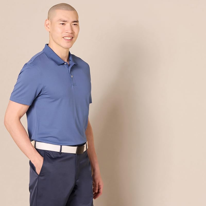 Polo de Golf, Manches Courtes, Coupe Ajustée, Séchage Rapide Homme, Bleu Délavé, XL