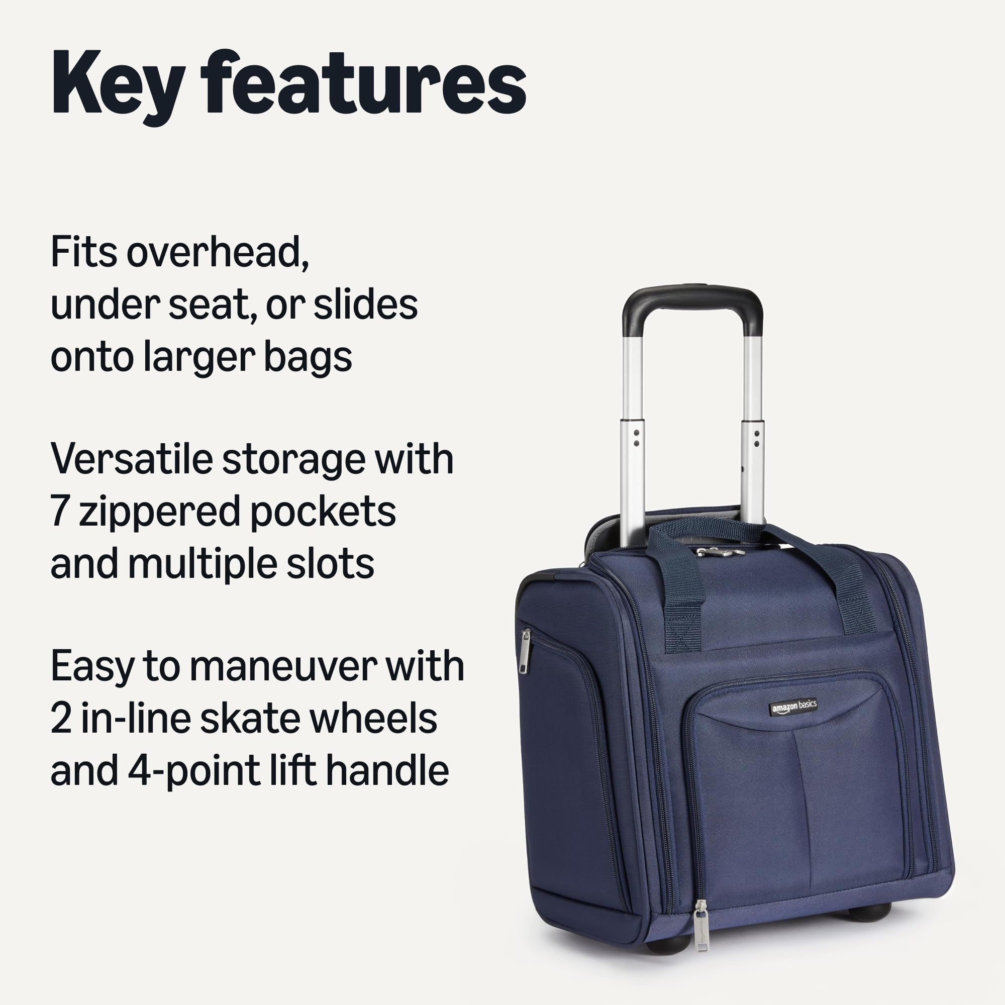 Amazon Basics Underseat Carry On Luggage with Wheels - 14