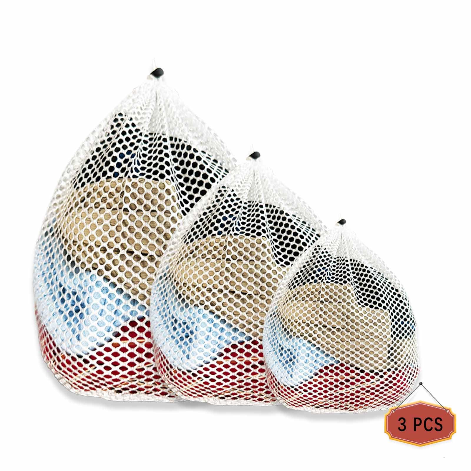 Net Laundry Bags 40-60 cm 3 different sizes, 3 Pcs Mesh Laundry Bags, for Delicates, Bra, Socks, Baby Clothes, Durable Washing Machine bag, Reusable Delicate Laundry Bag with Drawstring