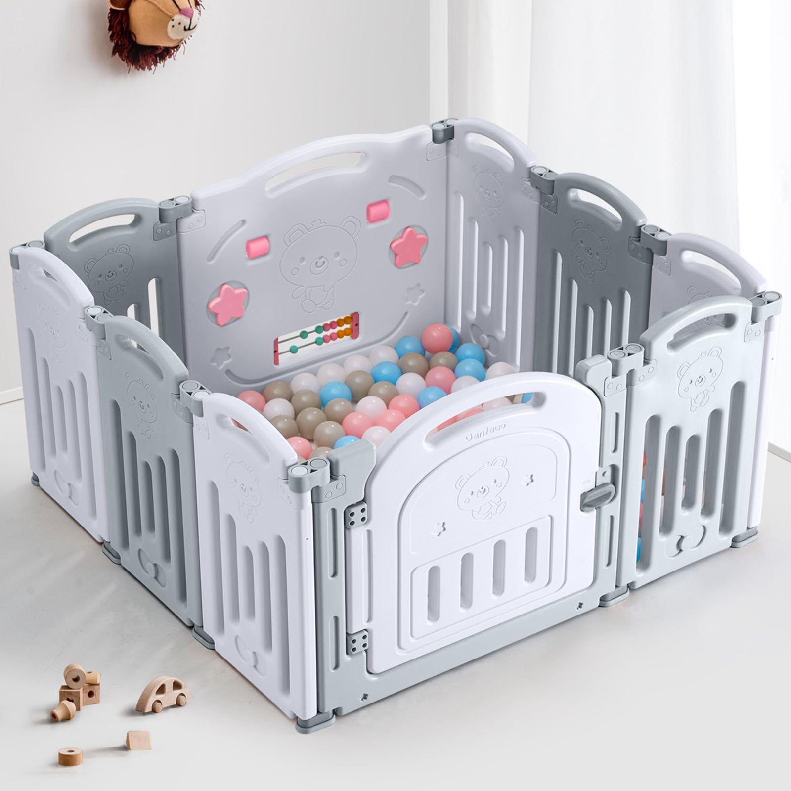 Uanlauo Foldable Playpen for Babies and Toddlers, Baby Playpen 10 Panel Baby Fence with Secure Gate, Versatile Indoor & Outdoor Safety Play Pen, Play Yards for Babies and Toddlers(Grey & White) Image Uanlauo Foldable Playpen for Babies and Toddlers, Baby Playpen 10 Panel Baby Fence with Secure Gate, Versatile Indoor & Outdoor Safety Play Pen, Play Yards for Babies and Toddlers(Grey & White) Image