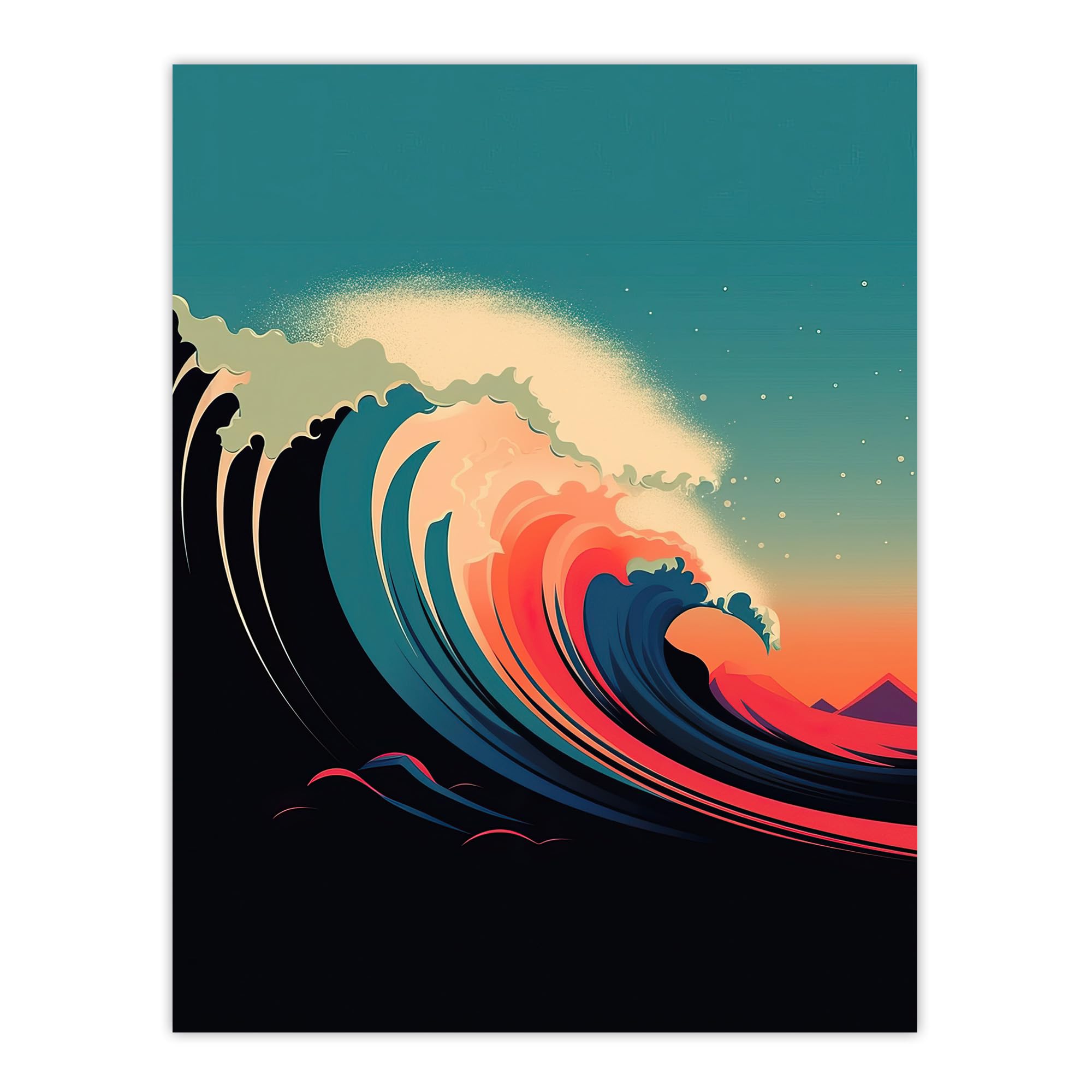 Artery8 Rainbow Bomb Wave Ocean Sea Bauhaus Wave Bathroom Toilet Extra Large XL Wall Art Poster Print