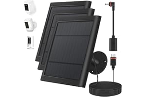 PAODEKUA Solar Panel for Ring Camera, 3 Pack 4W Solar Charger Compatible with Ring Spotlight &All-New Stick Up Outdoor Cam Battery, 10ft Long Cable with USB-C to Rings Barrel Plug Adapter (Black)