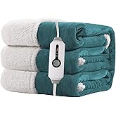 RALYSUN Electric Heated Blanket Full Size 72"x84" - Dual-Sided with Microplush & Sherpa Fabric, 4 Heat Settings & 10 Hours Auto Off, Machine Washable - Teal