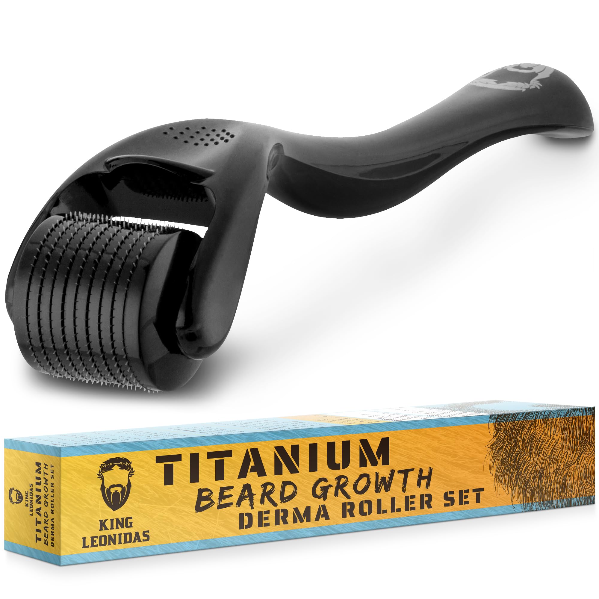 King Leonidas - Beard Derma Roller for Men - Precision Micro-Needling Roller for Ultimate Beard Growth - Advanced Titanium Micro-Needles for Facial Hair