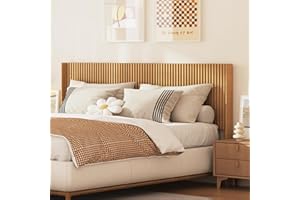 COCO DESIGN King Size Headboard Only, 80" Wide Wooden Headboard, Mid Century Modern Farmhouse Boho HeadBoard, Wall Mount, Fluted Panel, Wingback Design, Natural