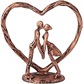 Anniversary Wedding Gift for Her Wife Husband Couple,Antique Bronze Metal Couple Figurine Heart Sculpture Love Statue,Romantic 1st to 60th Anniversary,Includes Gift Box and Gift Card,Valentines Gifts