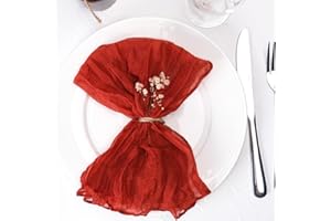 Dololoo Cheesecloth Napkins Set of 6, 20 x 20 Inch Gauze Dinner Cloth Napkins, Handmade Square Rustic Table Napkins for Parties Weddings Event Family Dinner Boho Boho Decoration, Terracotta