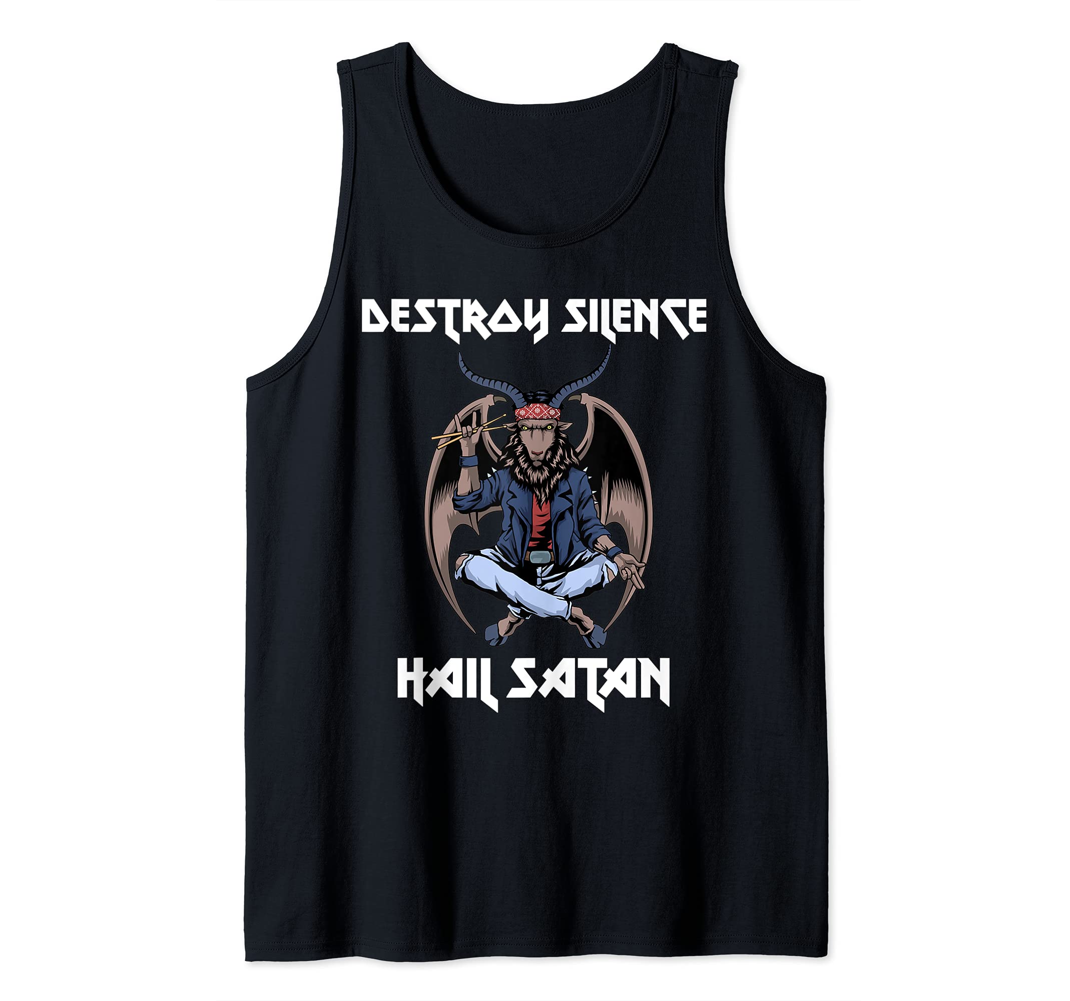 I Destroy Silence Hail Satan Satanism Percussion Drummer Tank Top