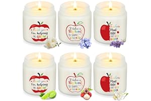 Heigble 6 Pcs Teacher Appreciation Gift Candles, 3. 5oz Palm Wax Scented Jar Candles Thank You Teacher Graduation Gifts for Retirement Graduation Gift, 6 Scents