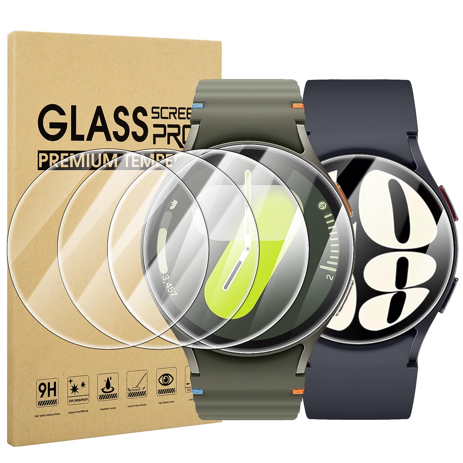 Photo 1 of Suoman 4-Pack Screen Protector for Samsung Galaxy Watch 7/6/5/4 44mm, Tempered Glass Protectors Perfectly Fit for Galaxy 44mm Smartwatches