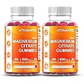 Vitamatic Magnesium Citrate Gummies 600mg per Serving - 60 Count - Promotes Healthy Relaxation, Muscle, Bone, & Energy Support (Pack of 2)