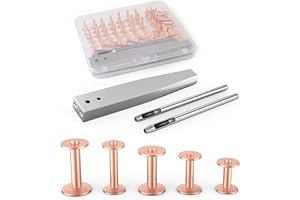 Funria 60 Sets Copper Rivets and Burrs Copper Rivets for Leather Crafting Rivet Nut Tool Kit with Copper Rivets Fastener and 