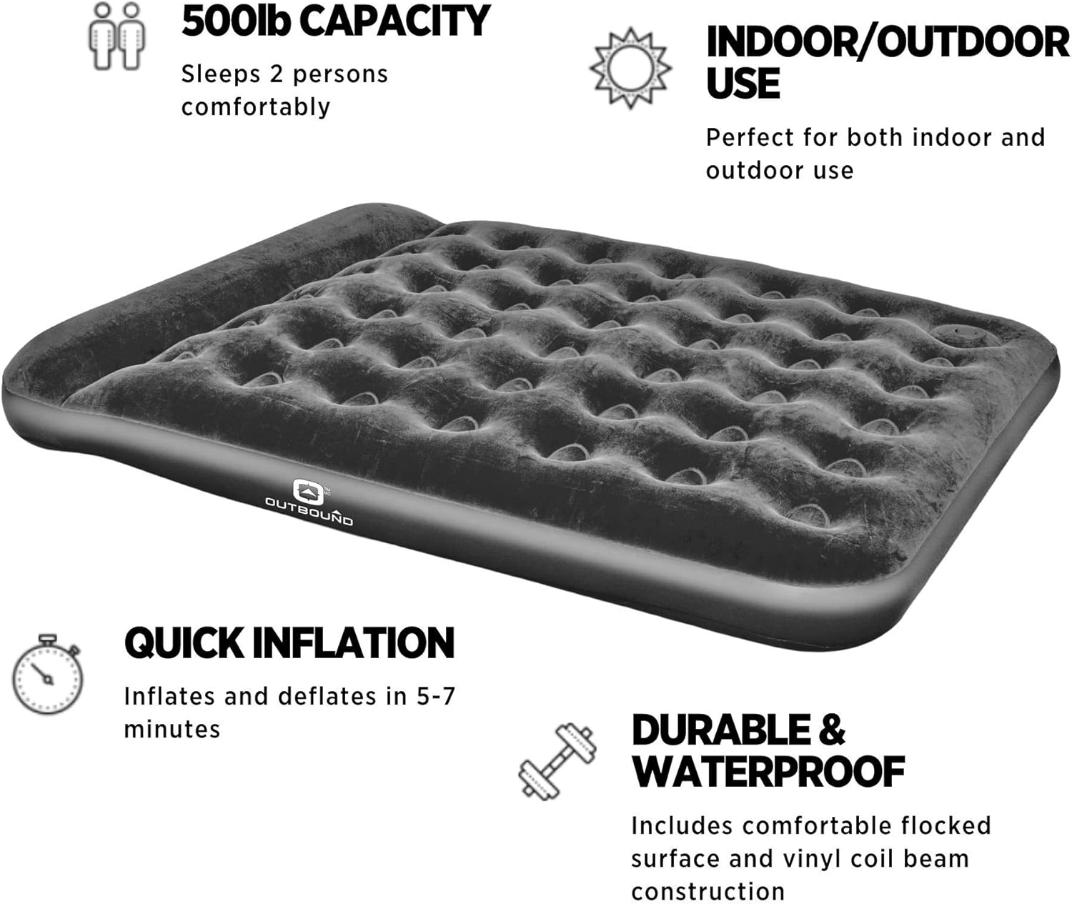outbound queen single high airbed