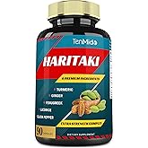 Tenmido Haritaki Supplements Extract Capsules with Turmeric, Ginger, Fenugreek, Licorice, Black Pepper | Nourishes, Rejuvenates Body, 3 Months Supply