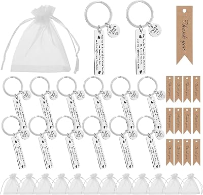 Zuimei 36 Pcs Thank You Keyrings with Cards Organza Bags Appreciation Gifts