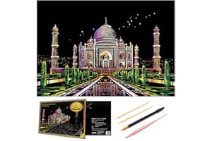 MEOWHAUS Scratch Art Rainbow Painting Paper 16 x 11.2inch, DIY Crafts Arts Engraving Scratch Painting Scratchboard with Tools, Womens Hobbies Kids Adults Gift