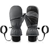 Braventure Kids Waterproof Winter Gloves: Warm Snow Mitten with Hand Warmer Pocket for Skiing Toddlers Boys Girls 6-19 Years