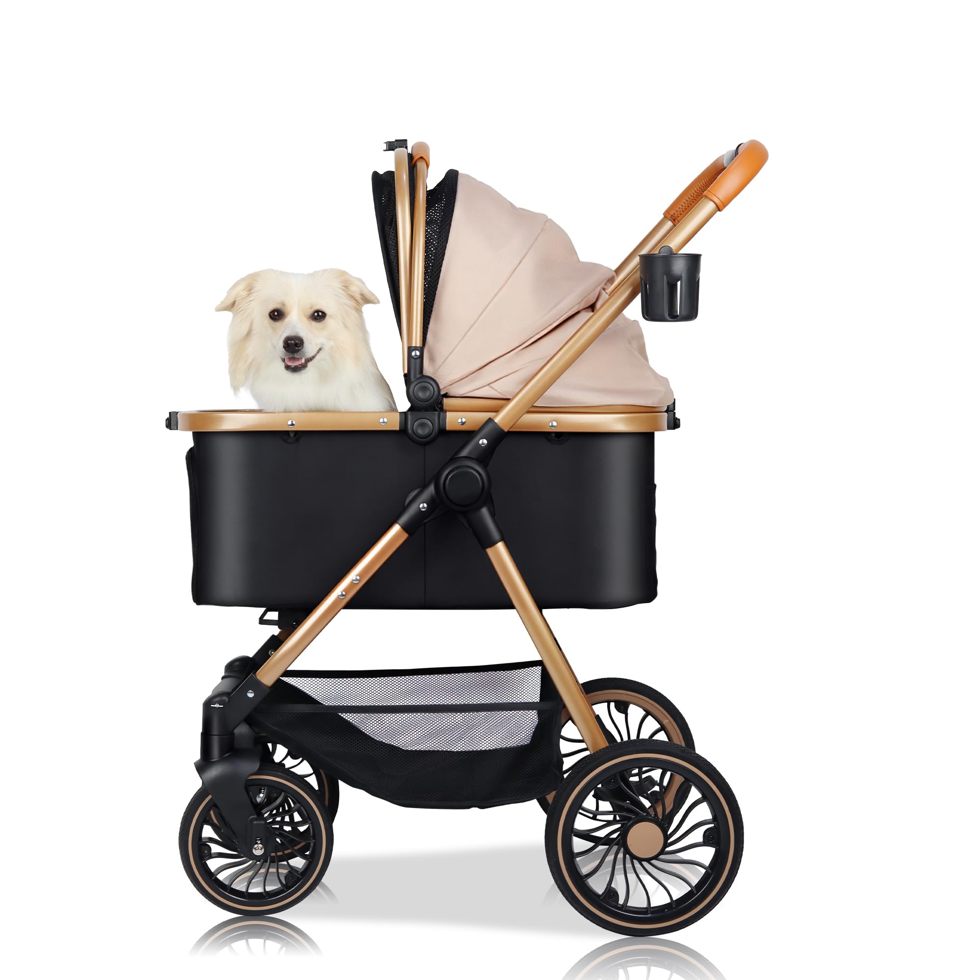 Photo 1 of *UNTESTED*
3-in-1 Pet Stroller for Small Dogs & Cats up to 33lbs, One-Touch Fold 4-Wheel Cart with Removable Carrier, Rear Brake & Storage Basket