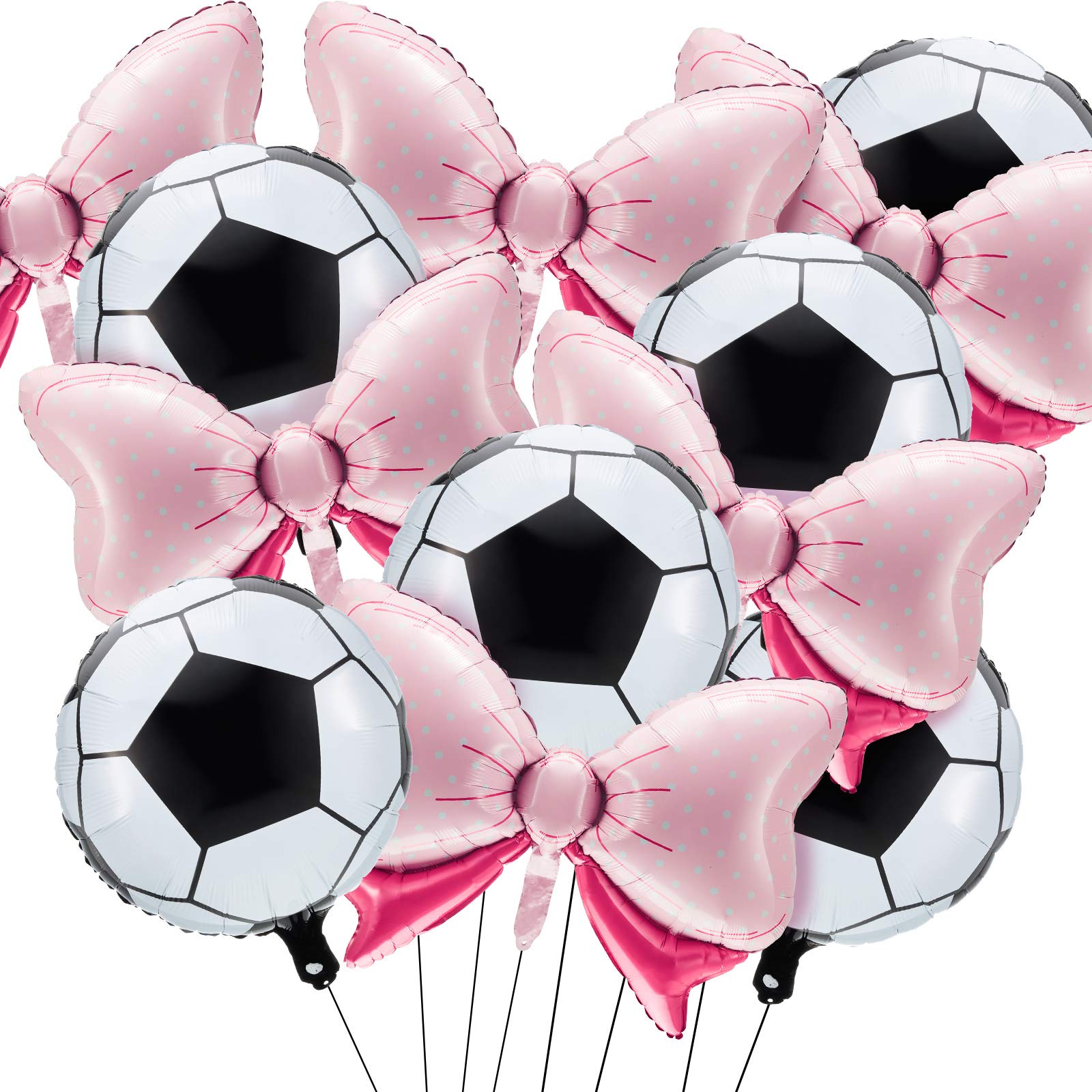View 1 of 12 Pieces Gender Reveal Soccer Ball Balloons Includes 6 Pink Bow and 6 Soccer Ball Balloons Party Favors Supplies Decoration Accessories for Gender Reveal Party, Baby Shower, Birthday
