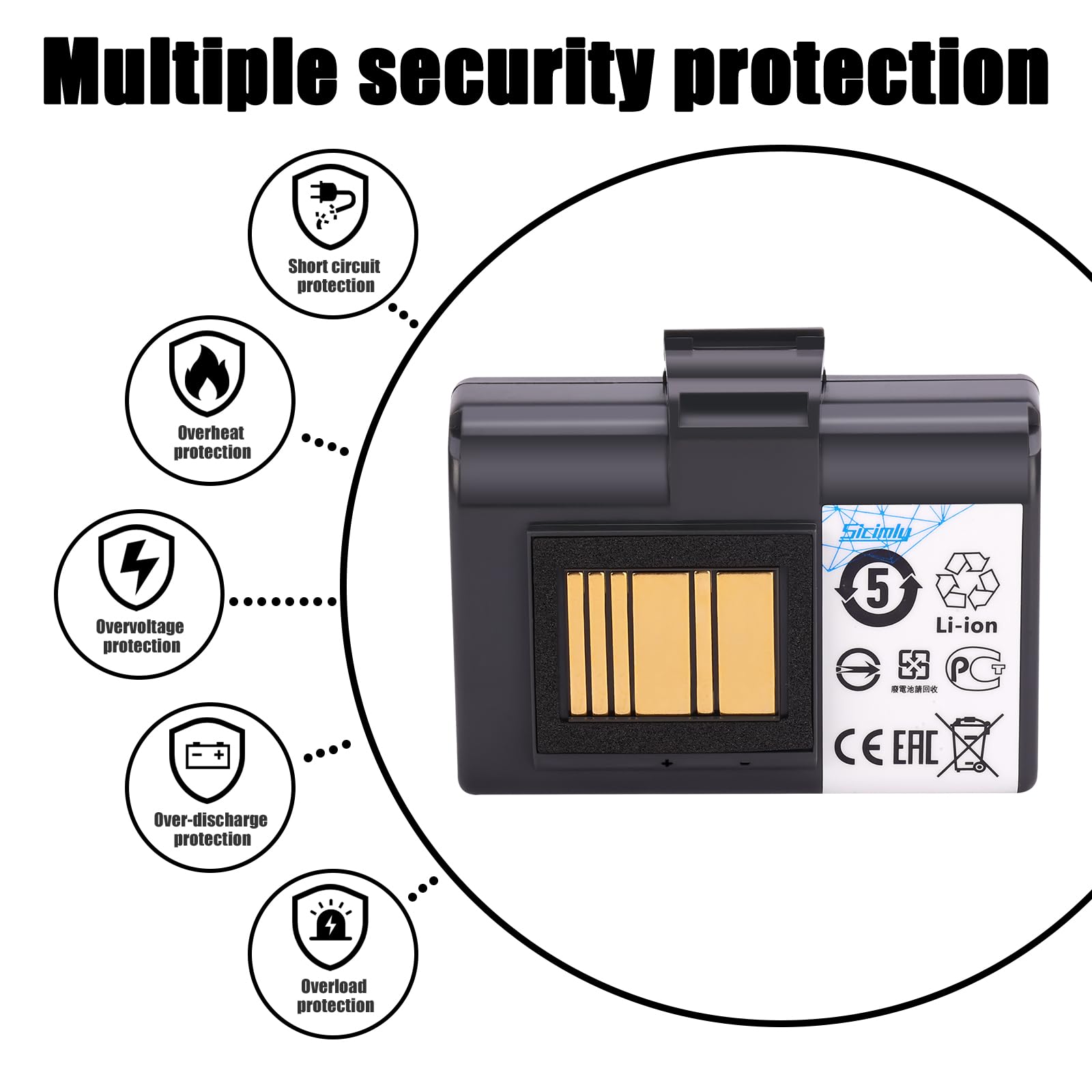 Sicimly 3400mAh Replacement Batteries for Zebra Printer ZQ520 ZQ521 QLN320 QLN220 QLn220HC ZR628 ZR638 ZR658 ZR668 ZQ610 ZQ620 ZQ500 ZQ510 QLn320HC 25.16Wh