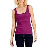 International Concepts I.N.C Womens Square Neck Rib Tank - Cranberry Rose, Small