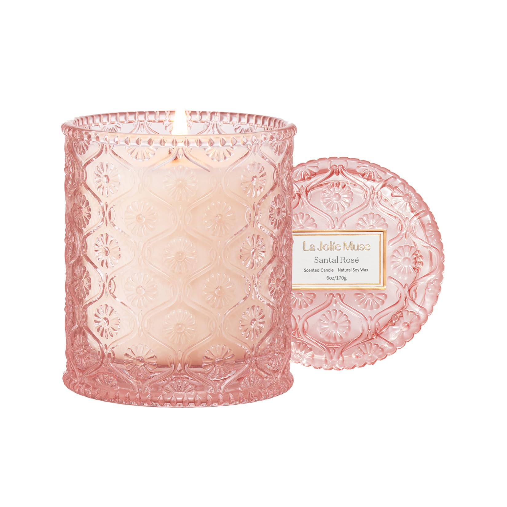 LA Jolie Muse Santal Rosé Scented Candle, Candles Gifts for Women, Rose Candle for Women, 6 oz 40 Hour Burn Time, Candles for Home Scented — image 1