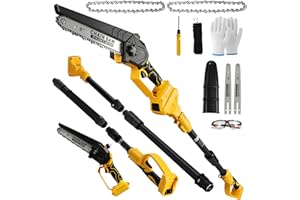 2-in-1 Cordless Pole Saw and Chainsaw Compatible with Dewalt 20V Battery, 8 Inch Electric Pole Saw with Extension Pole 13 FT 