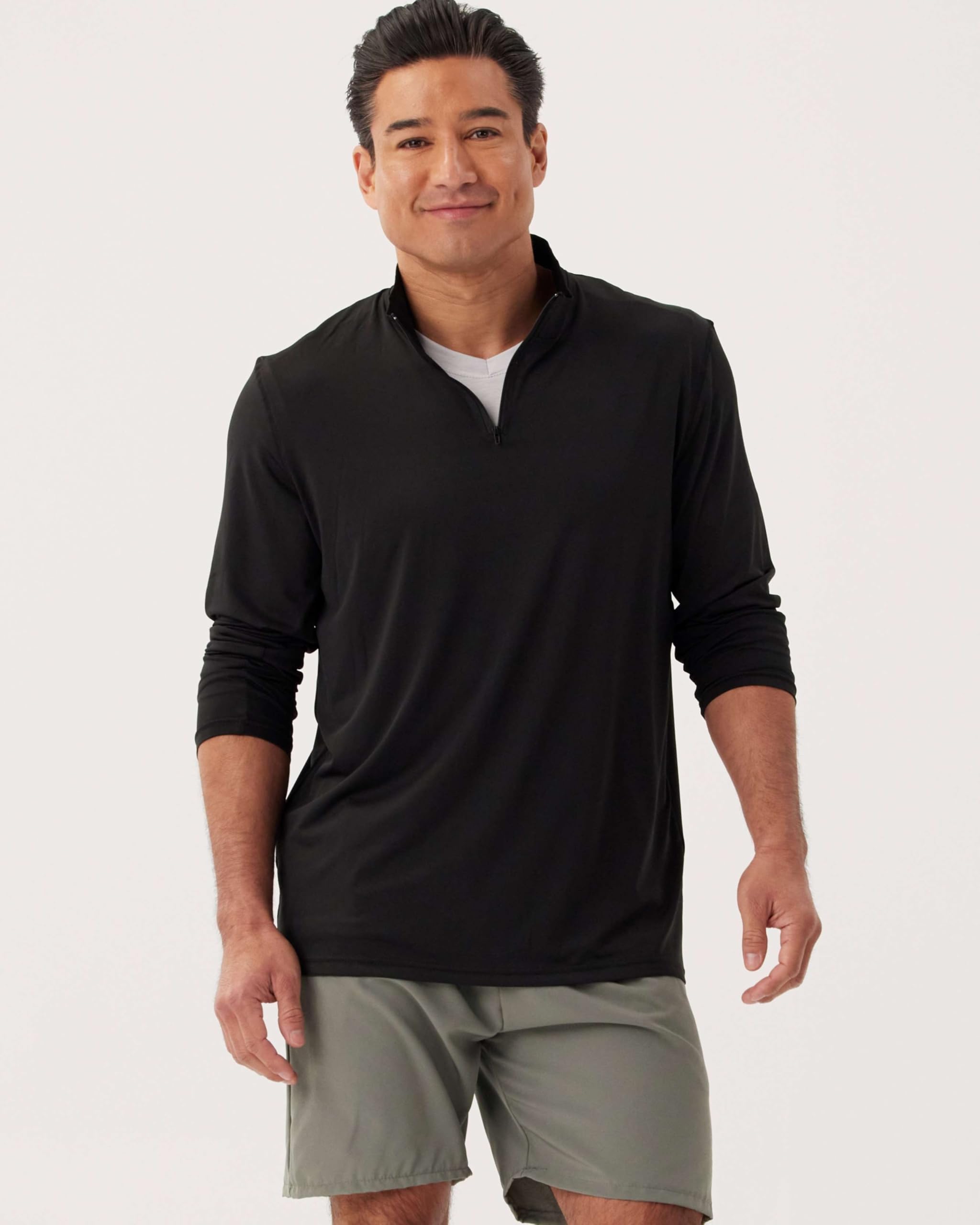 Real Essentials 3 Pack: Men's Dry-Fit Active Quarter Zip Long Sleeve Athletic Performance Pullover (Available in Big & Tall)