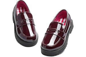 MIXIN Girl's Loafers Slip On Oxford Shoes Round Toe School Uniform Dress Shoes Chunky Heel Flats for Little Kid/Big Kid