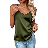 Zeagoo Women's Silk Satin Tank Tops 2026 V Neck Adjustable Spaghetti Strap Sleeveless Camisole Summer Basic Blouse