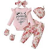IQREENY Newborn Baby Girl Clothes Daddy's Princess Ruffle Long Sleeve Tops Floral Pants Infant Fall Winter Outfits Gifts Set