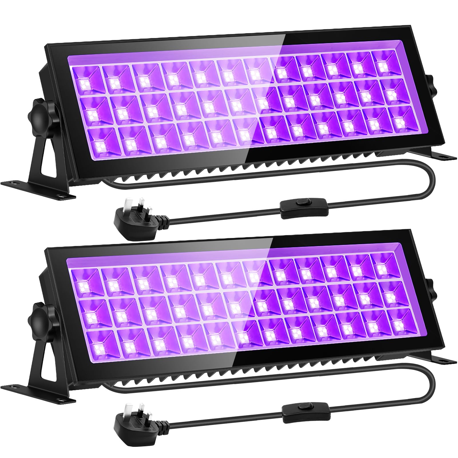 Lightasea 100W UV Black Light, Ultraviolet Floodlight Outdoor LED UV Lights Bar 385-400nm IP66 Waterproof Stage Light Decoration Lighting for Fluorescent Party, Disco, Halloween, Christmas, Aquarium