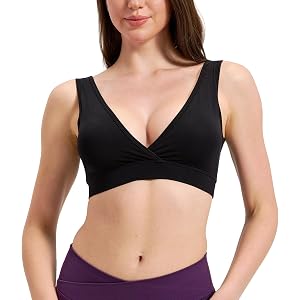 netdraw Padded Bamboo Viscose Nursing Sleep Bra | Lightweight, Buttery Soft, Crossover, Wireless, Breastfeeding Lounge Matern