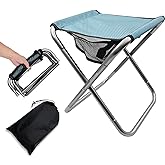 XHKDSYMC 16 Inch Tall Portable Folding Camping Stool - Aluminum Alloy Lightweight Seat With Carry Bag for Fishing, Outdoor Camping, Hiking and BBQ - Red