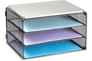DALTACK 3 Tier Letter Tray Paper Organizer Mesh Metal Desk File Organizer for Home & Office, Black