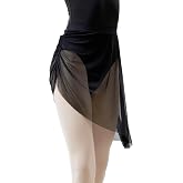 DanceDaily Women's High Waist Ballet Skirt Sheer Dance Skirts for Adult
