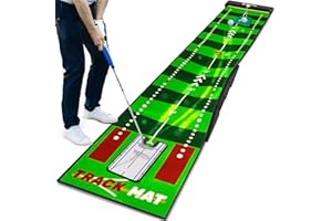 SAPLIZE Golf Putting Mat/Putting Green Mat - Adjustable Slope, Trajectory Tracking, Automatic Ball Return & Pong Game Modes |Portable Practice Green for Home, Office, Indoor & Outdoor