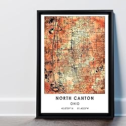 North Canton Map Poster, Ohio Map Art Poster, Map