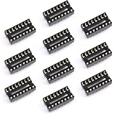 JESSINIE 10Pcs 16P IC Socket DIP Integrated Circuit IC Sockets Adaptor Solder Type 2.54mm Pitch Dual Row 16 Flat Pin