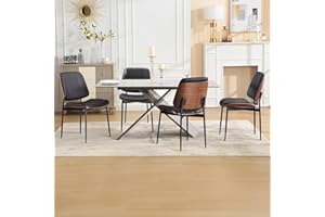 BERYTH Dining Chairs Set of 4, Mid Century Walnut Armless Dining Kitchen Chairs with Metal Legs, PU Leather Bentwood Side Cha