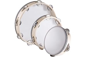TENINYU 3 Pack Tambourine for Adults Hand Held Wood Single Row Tambourine Metal Jingles Musical Educational Instrument Rhythm Percussion for KTV, Party, Church (6 Inch+8 Inch+10 Inch)