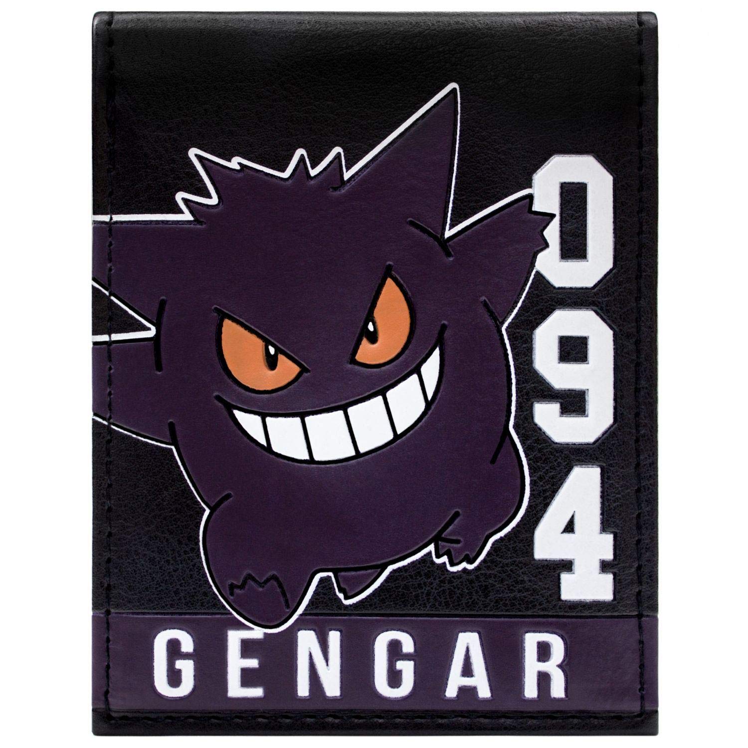 Pokemon Gengar Ghost Type 094 Stripe Id & Card Bi-fold Wallet, Purple