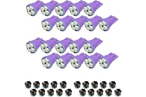 PA 20x T10 168 194 Led instrument Panel Dash Light Bulb 1/2" Twist Lock Socket -12V (Purple)